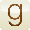Goodreads logo with a lower case 'g' in brown on a cream background.